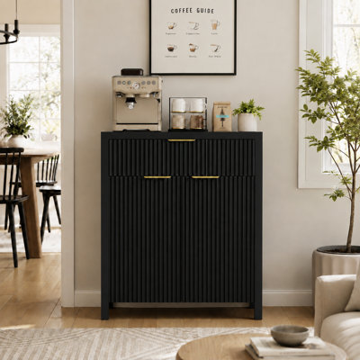 Modern Sideboard Cabinet With Large Drawer,Storage Buffet With Adjustable Shelf ,Entryway Cabinet With Water Ripple Design, Perfect Storage For Dining Room, Kitchen, And Entryway