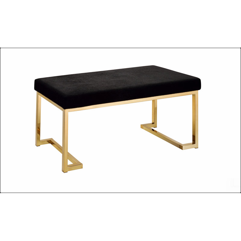 Banc Boice en tissu et finition champagne Conception simple, confortable et durable, banc multifonctionnel