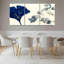 Ensemble de 3 tableaux abstraits sur toile tendue représentant des feuilles de ginkgo bleu, pour la décoration du salon, de la chambre et de la maison.-784539063