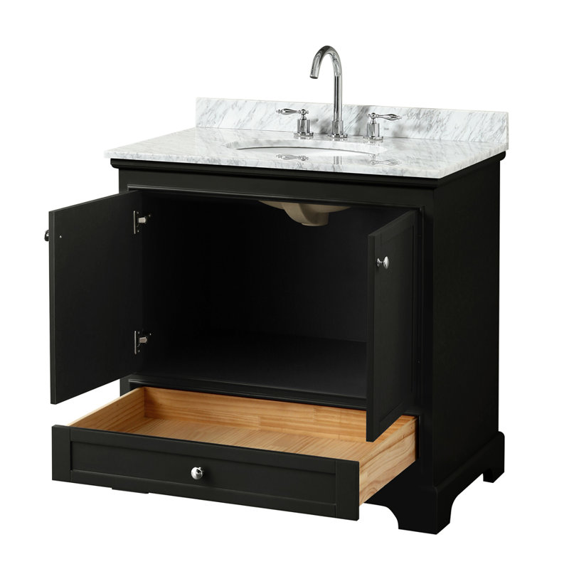 Ensemble de meuble-lavabo simple 36 po Deborah, Espresso foncé, Chrome poli