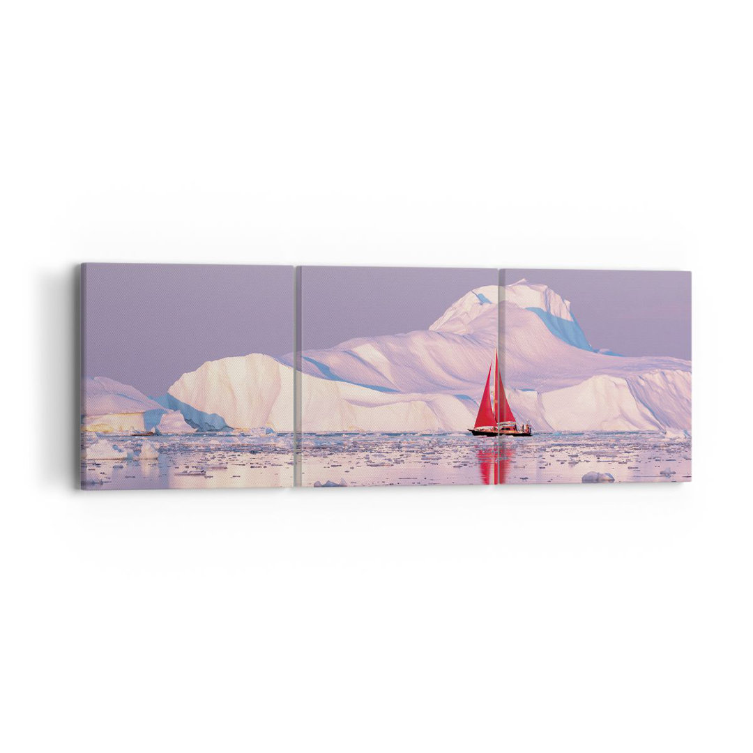 3-tlg. Leinwandbilder-Set Sailing Ship Moon Glacier