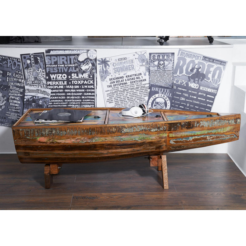 Nature Of Spirit Solid Wood Four Leg Coffee Table with Storage