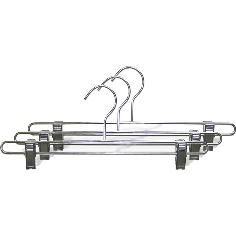 Quality Hangers Heavy Duty Metal Skirt Hangers Coat Hangers with Clips and  Polished Chrome (5 Pack)