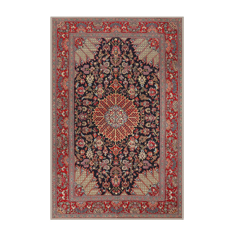 Tapis brun / rouge traditionnel Hugues, Rectangle 7 pi x 9 pi