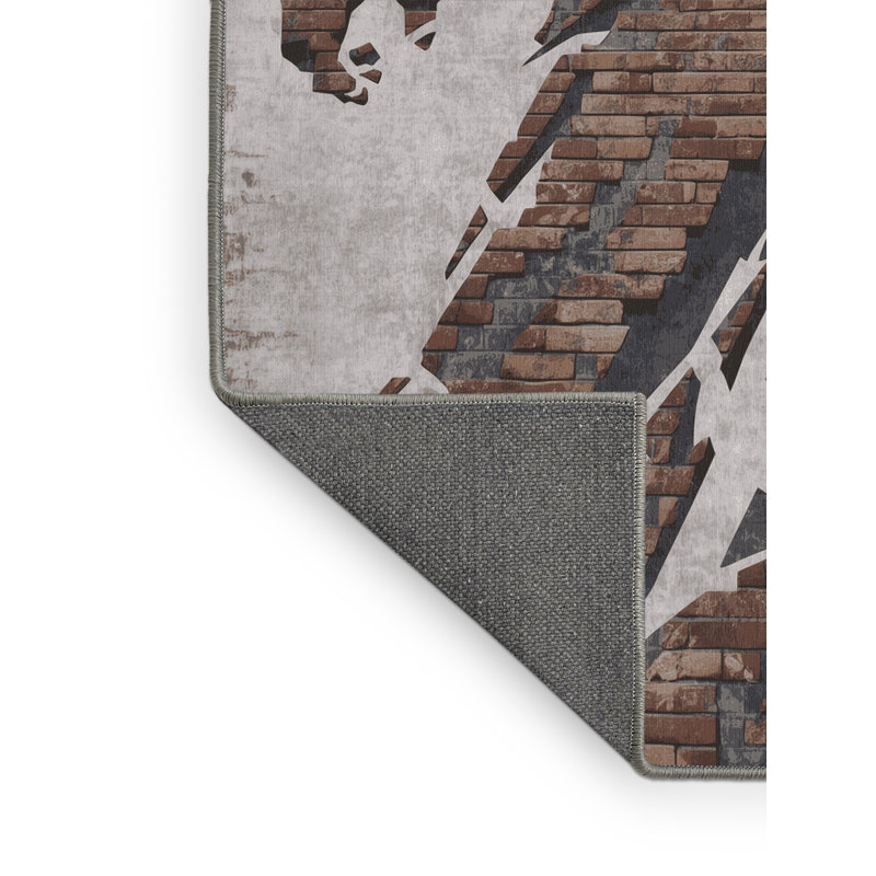 Tapis gris doux moelleux en brique industrielle Oreland Ymir, 3 X 5