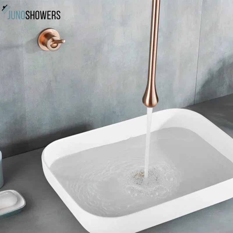 Système de robinet de douche avec valve thermostatique et douchette amovible, Or rose