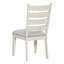 De 2 chaises de salle à manger blanches antiques avec siège rembourré texturé gris confortable, cadre en bois côté finition 2, pour