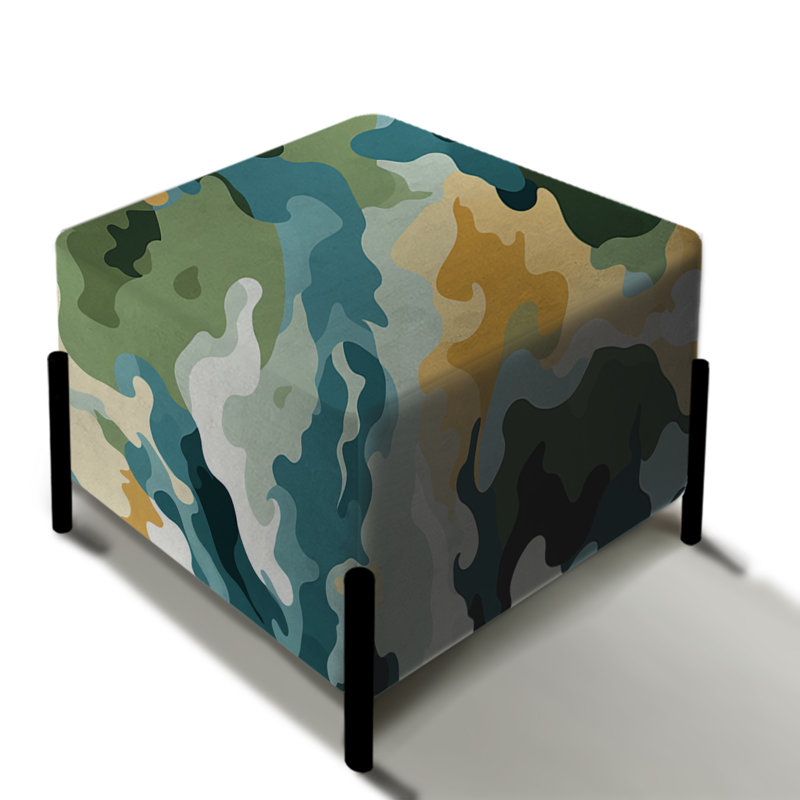 Repose-pieds artistique camouflage vert et bleu