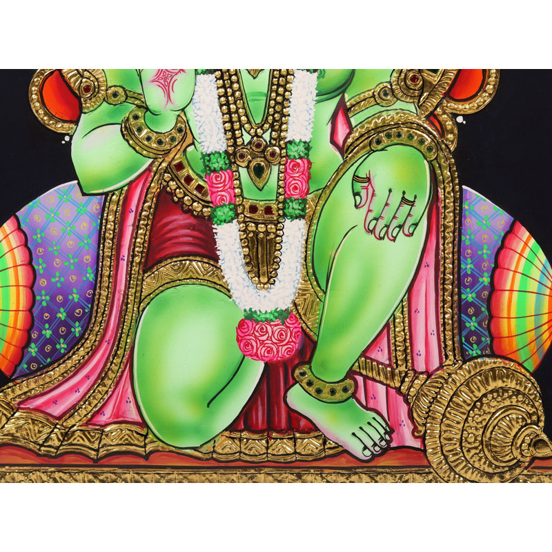 «Blessing Lord Hanuman», peinture encadrée de Tanjore