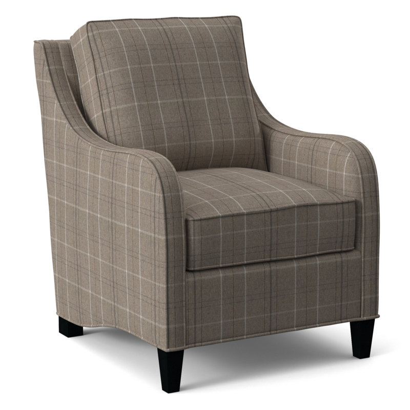 Koko Upholstered Armchair, Taupe Plaid; 0126-73, Black Finish