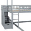 Lit simple au-dessus d'un lit superposé blanc avec glissade - Le décor fonctionnel de la chambre à coucher offre un espace de rangement supplémentaire-1471174940