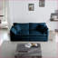 Canapés pour salon, chambre à coucher | Causeuse moderne à 2 places et 4 coussins Modern | Structure en bois massif | Bleu marine | Chenille