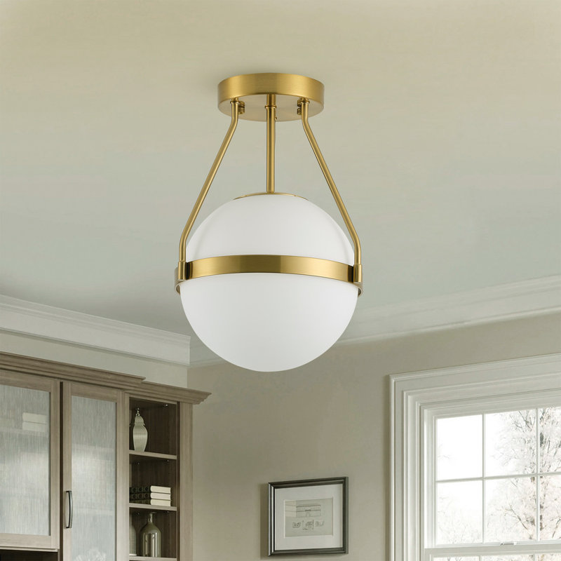 1-lamp White Gold Adjustable Glass Ceiling Light