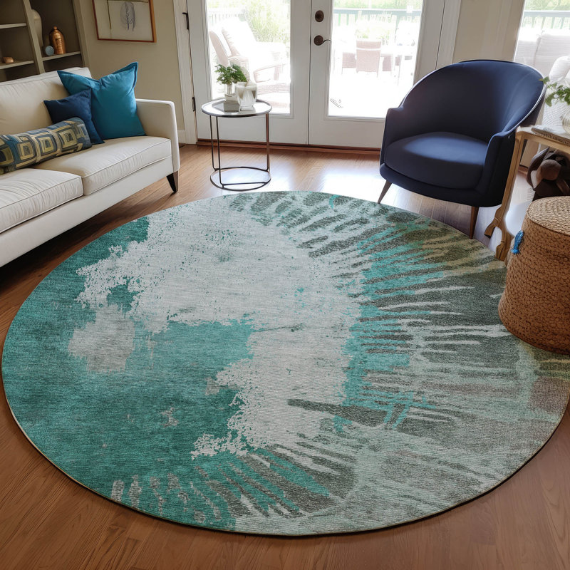 Tapis intérieur / extérieur rectangulaire avec envers antidérapant Michaella, Rond 8 pi