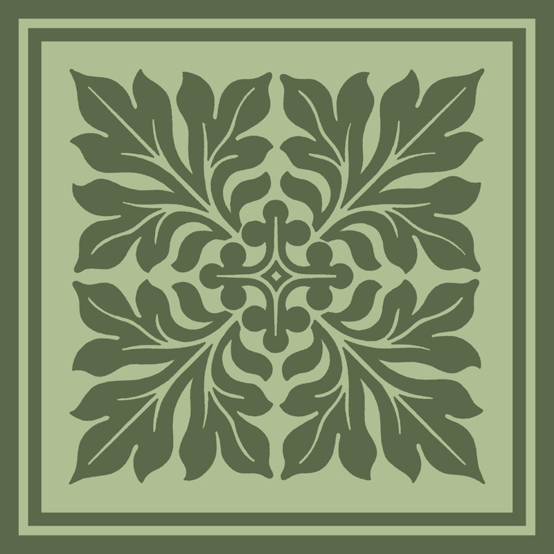 Tonal Woodblock In Green II - Wrapped Canvas Print, 30cm H x 30cm W x 3.8cm D
