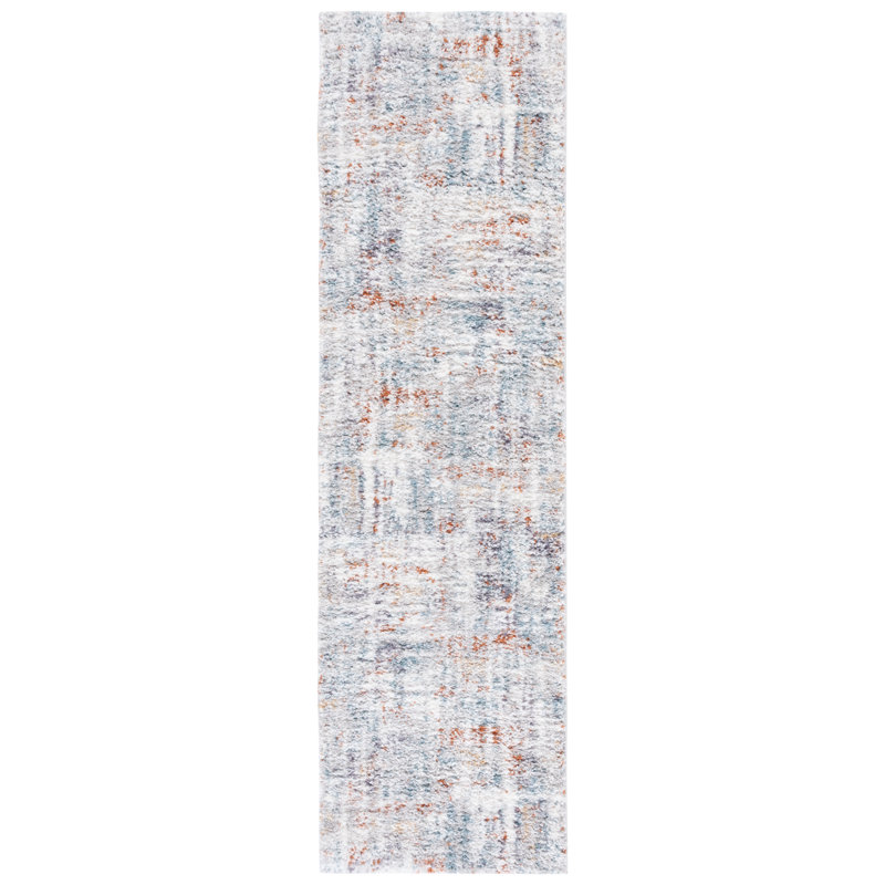 Gregor Padula Abstract Blue Rust/Ivory Area Rug, Runner 2'3" x 10'