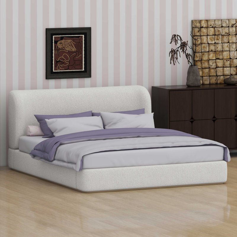 Lit plateforme tapissier Minimalist, White