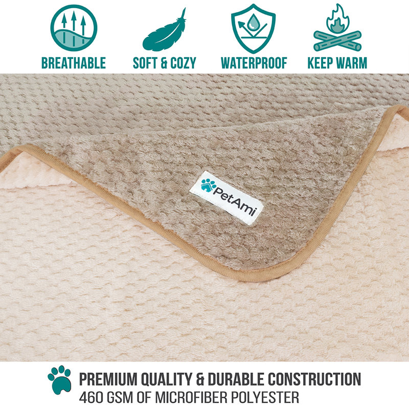 Large Taupe Waterproof Fleece Pet Blanket