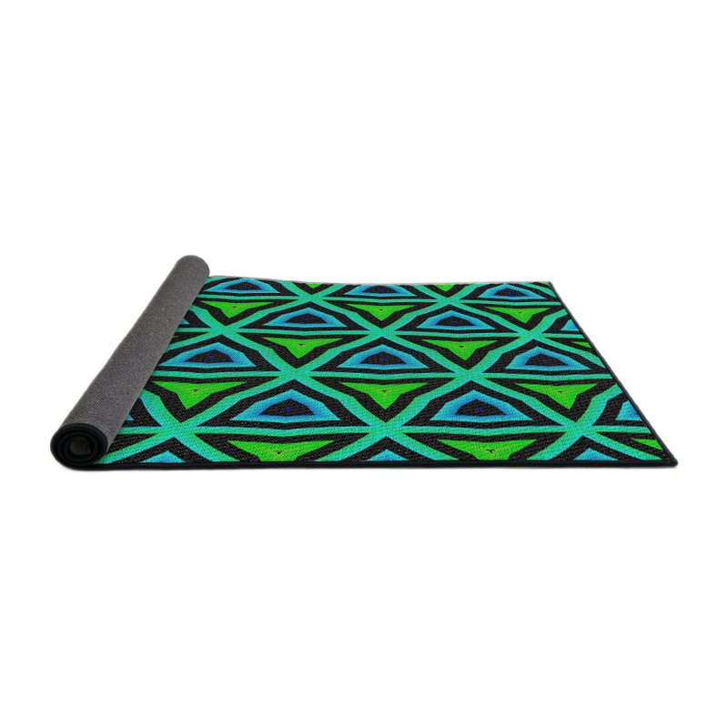 Tapis vert/bleu à motifs Donnelle, Rond 6 pi