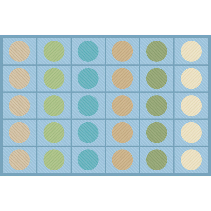 Tapis vert / bleu / brun clair / orange capitonné, Rectangle 6 pi x 9 pi