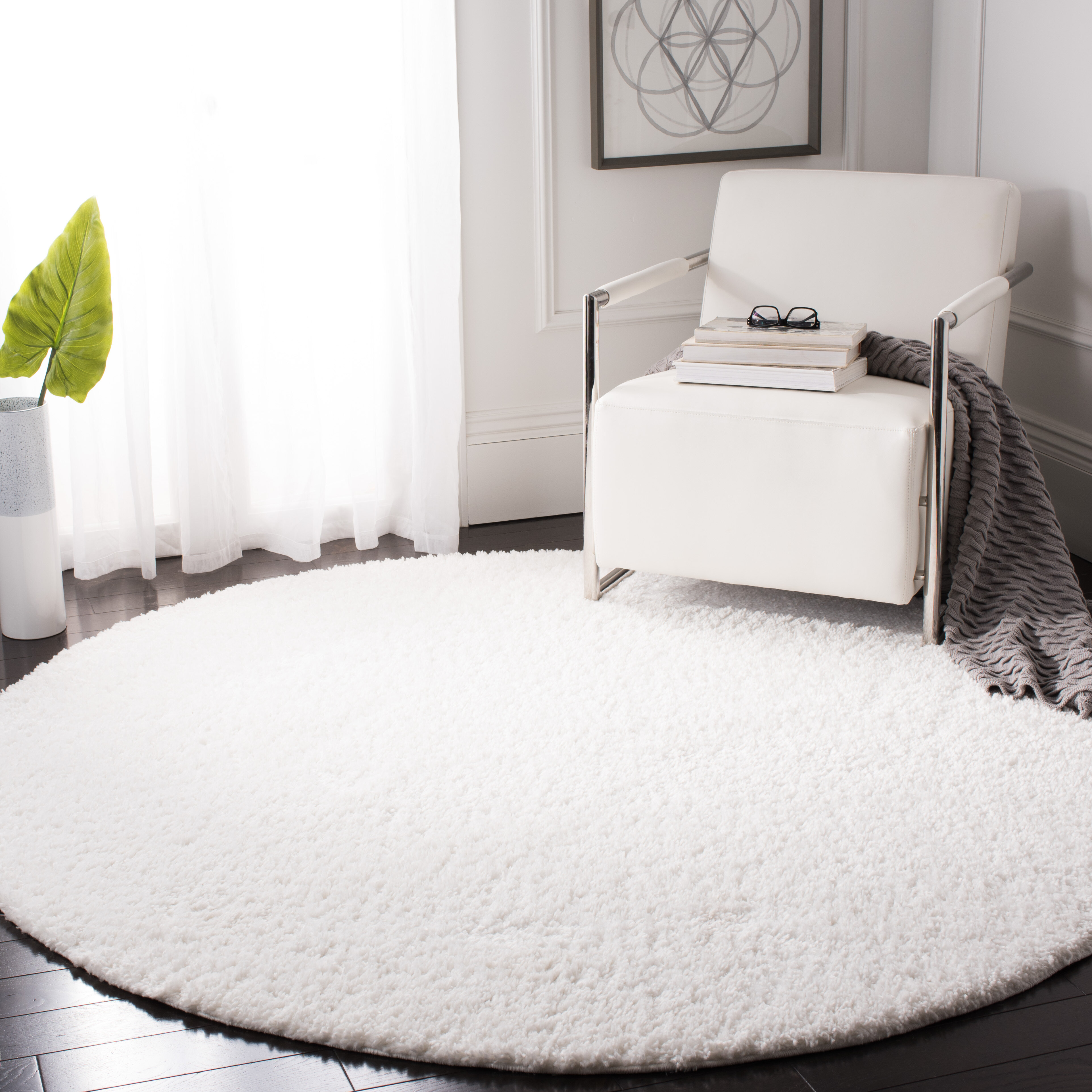 White shag store rug