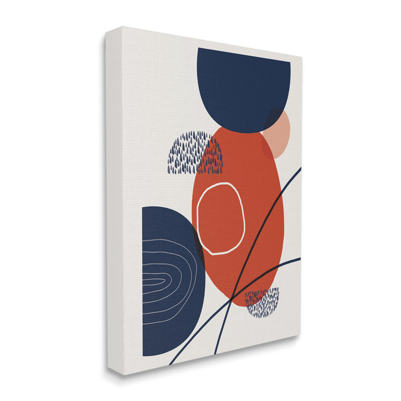 Motif de formes modernes et abstraites de cercles bleus rouges par Urban Epiphany, L 16 po x H 20 po