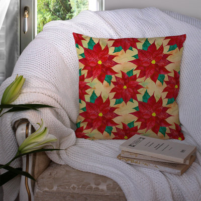 Poinsetta Christmas Outdoor Throw Pillow