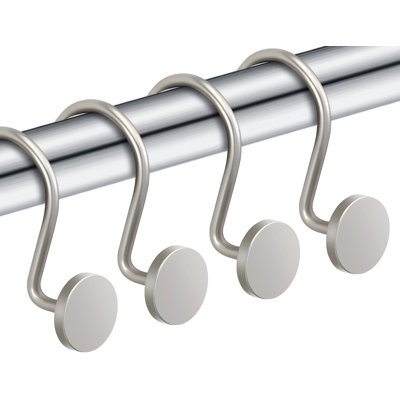 Shower Curtain Hooks, Nickel Shower Curtain Rings Rustproof Metal Round Decorative Shower Hooks Rings For Bathroom Shower Rods Curtains, Set Of 12 Heavy Duty Solid Hooks