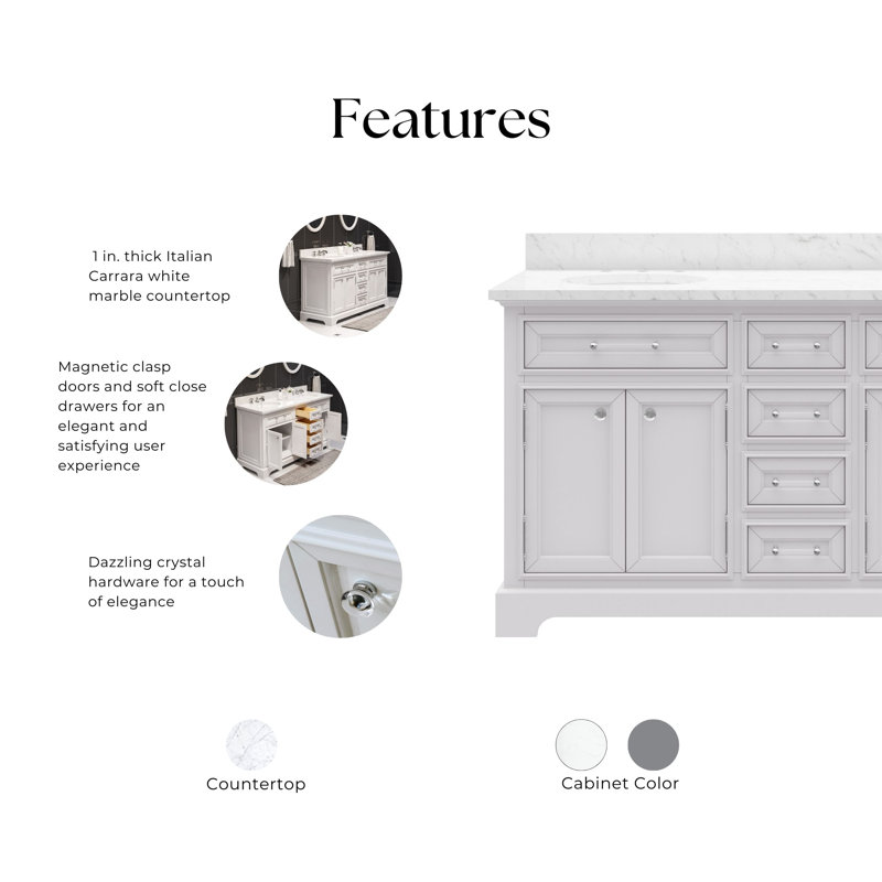 Derby 60'' W Double Vanity, White