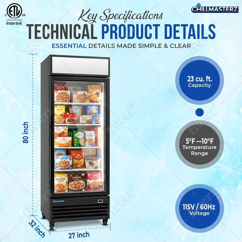 23 Cubic Feet One Door Commercial Freezer