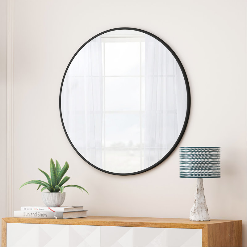 Wall Mirror 48 Inch Oversized Big Size  Circular Mirror Metal Framed Mirror Round Vanity Mirror Dressing Mirror, For Bathroom, Living Room, Bedroom Wall Decor