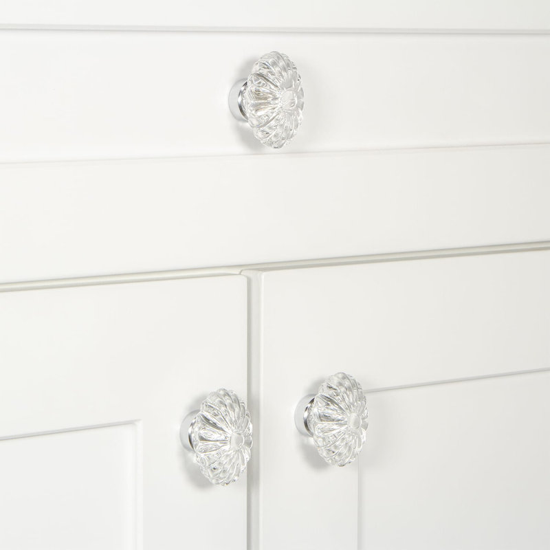 Burgundy Cabinet Knob, Bright Chrome