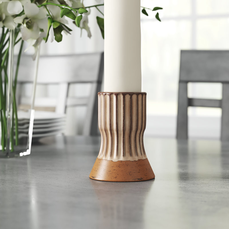 Chandelle de table en céramique 3,25 po, Brun