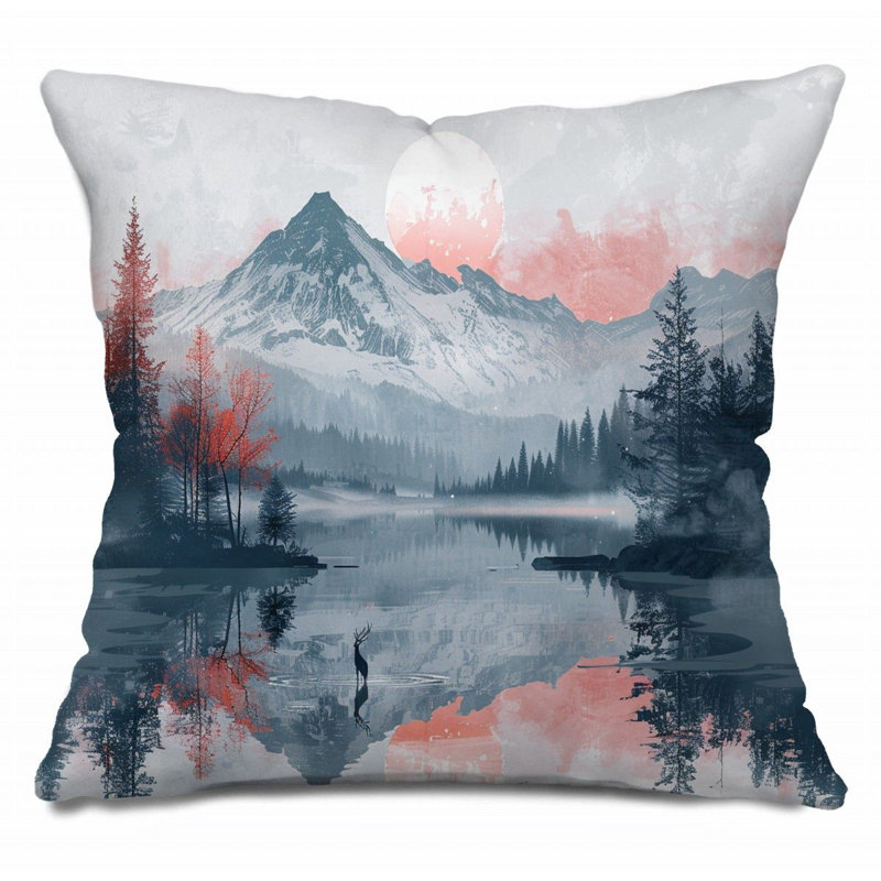 Coussin Trendy, H 14 po x l 14 po, Gris / bleu / rose