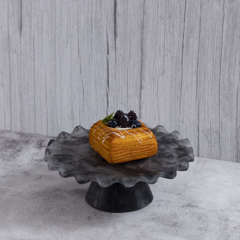 Présentoir à gâteaux en résine grand, H 3,15 po x l 9,25 po x P 9,25 po, Noir