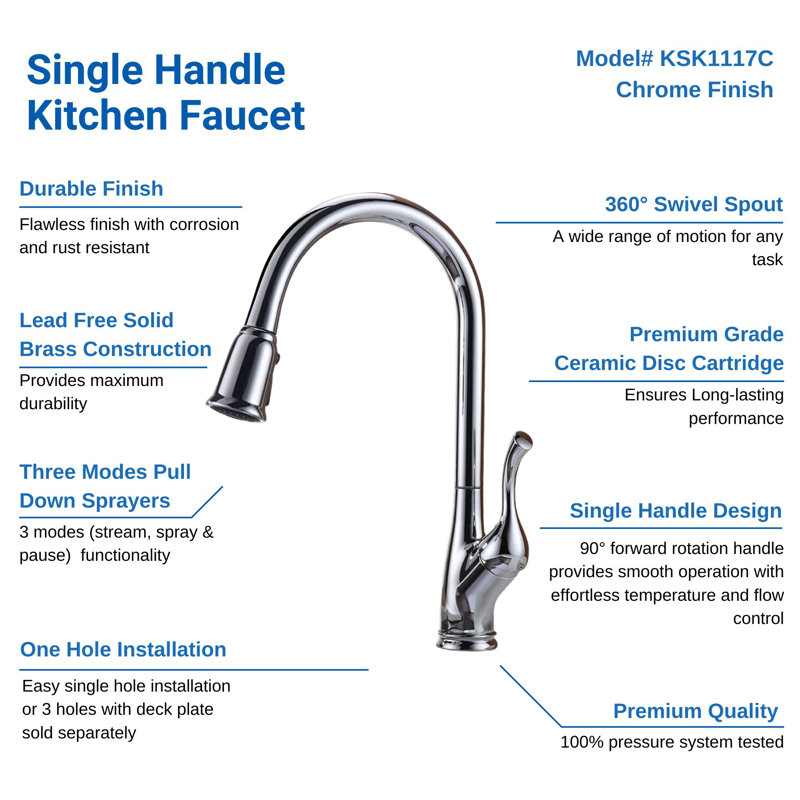 Single Handle Pull-down Kitchen Faucet, Brushed Nickel