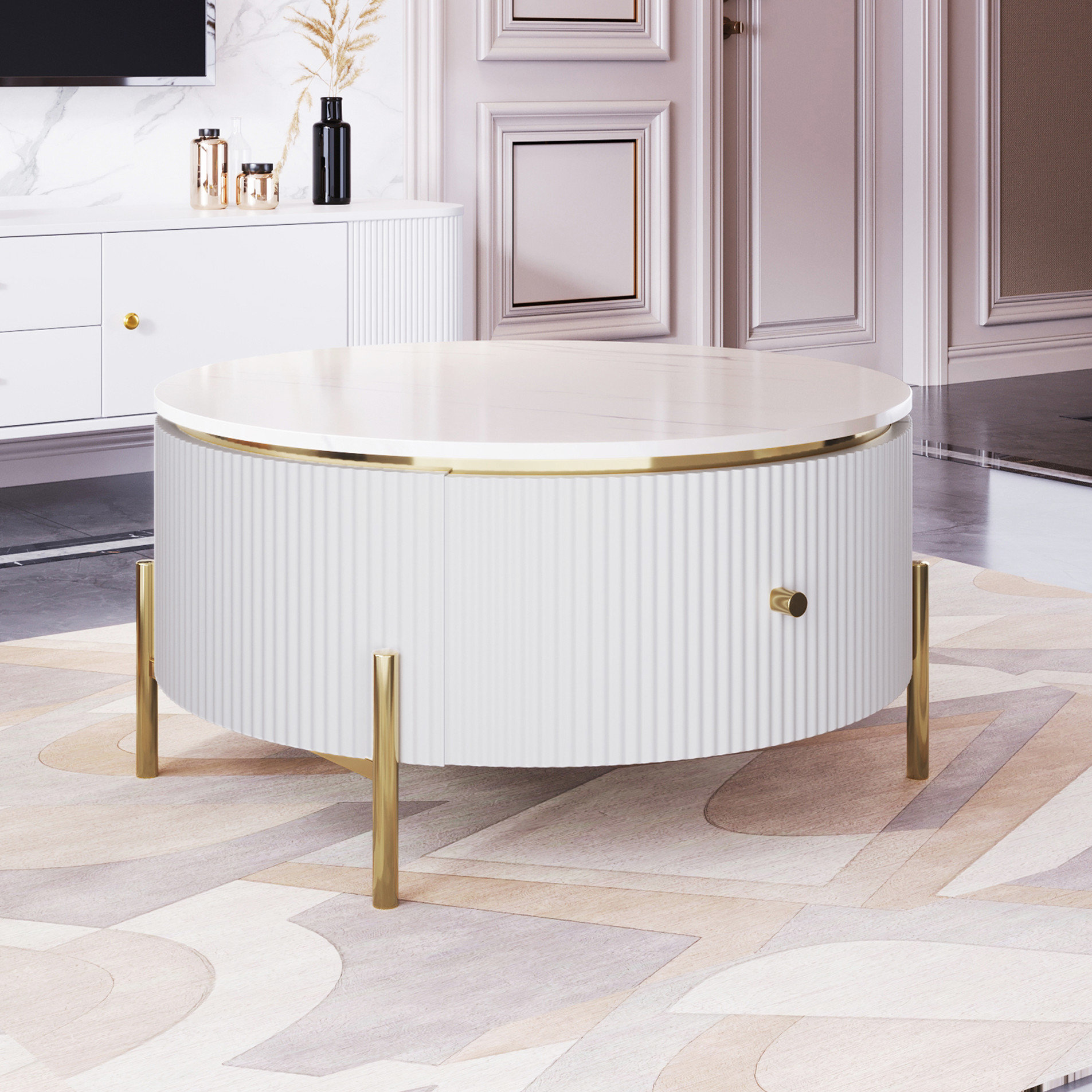 Drawer Mable Table Latitude Run® Contemporary Table With 2 Large Drawers For Storage, Top ...
