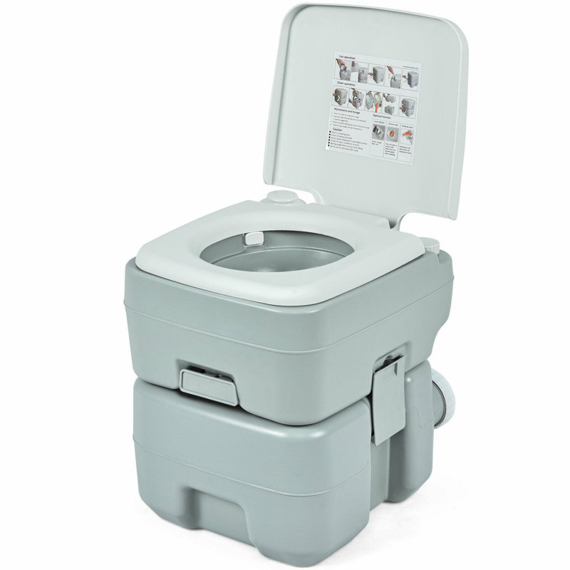 Toilette portative rectangulaire portative 0,01 GPF (économe en eau) (siège inclus), Gris