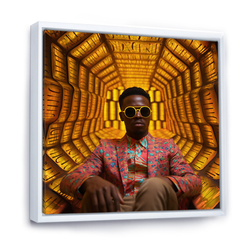 «American American rapper», impression sur toile, H 36 po x l 36 po x P 1,5 po, Cadre flottant blanc