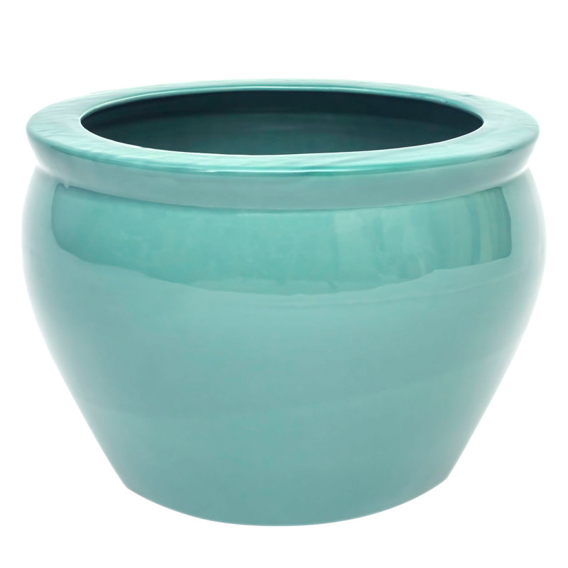 14" Sky Blue Fishbowl, 8.5" H X 11.75" W X 11.75" D, Gold