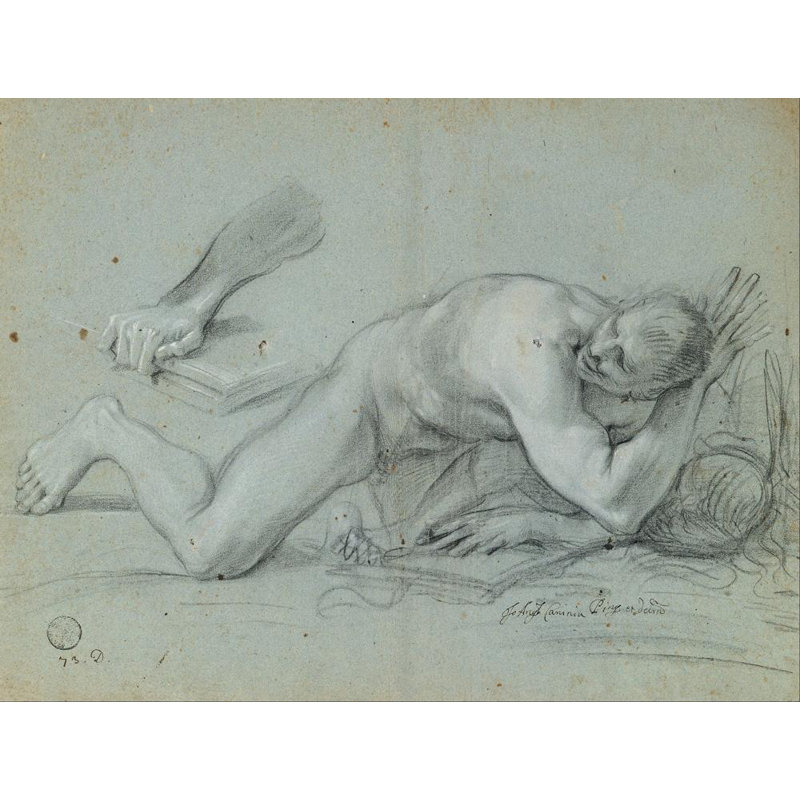 "Étude pour un ange déchu" par Giovanni Angelo Canini - Toile tendue avec châssis, H 24 po x l 17 po