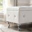 Banc de rangement en similicuir de luxe avec boutons en cristal et charnière de sécurité