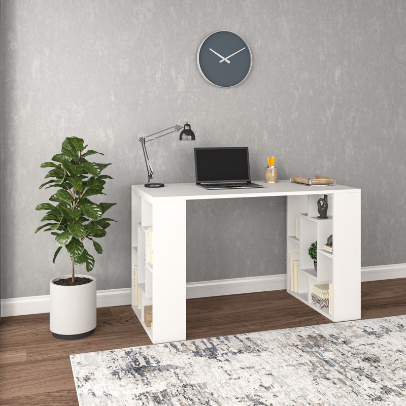 2 Tier Modern Desk, White
