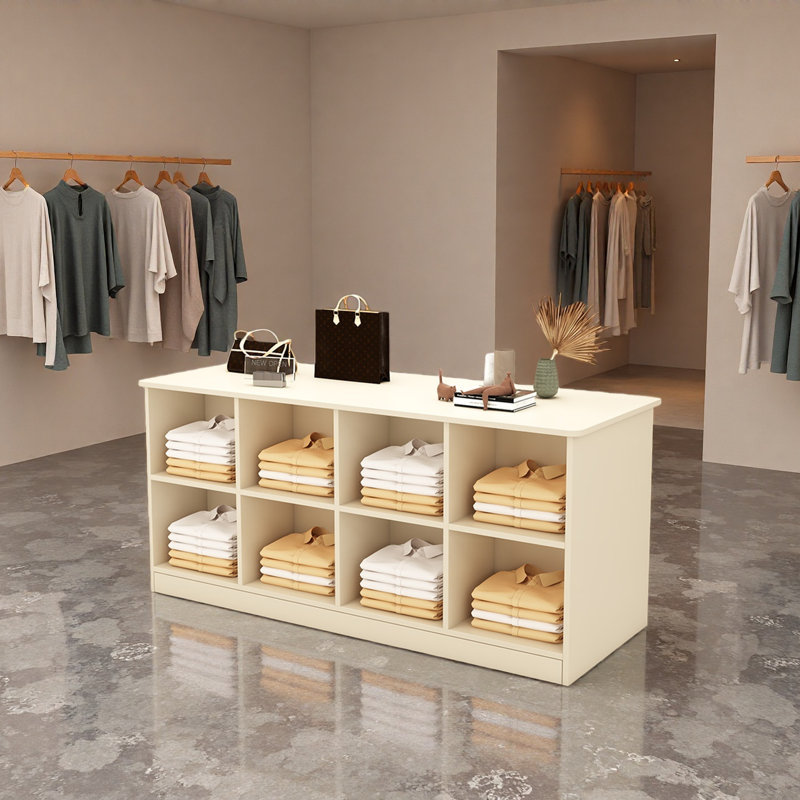 Présentoir simple à double face pour magasin de vêtements, Crème, crème
