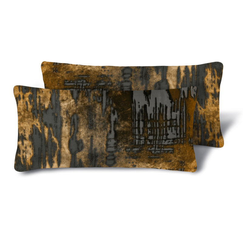 Brush Stroke Lumbar Pillow Cover & Insert, 12" H x 24" W, Copper Ivy