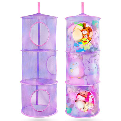 Basumee Stuffed Animals Net Or Hammock 2 Pcs Stuffed Animals Storage Toy Net Hammock For Stuffed Animals Organizer Mesh Hammock Kids Girls Room Decor