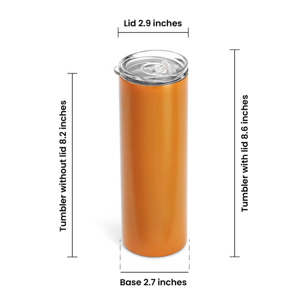 20oz Travel Tumbler With Sliding Lid - Powder Coated Orange