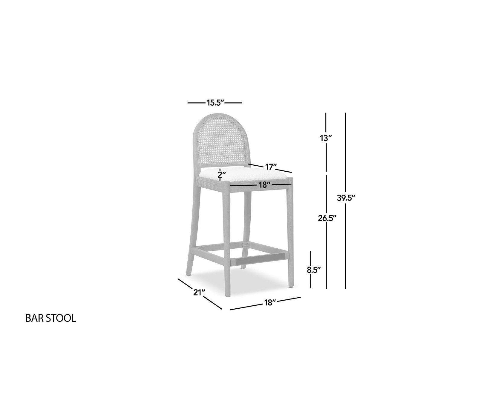 Cossette 27" Bar Stool, Neutral Gray