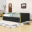 Full XL PU Upholstered Daybed with LED Light Armrests and Pull-Out Twin Trundle-532358894