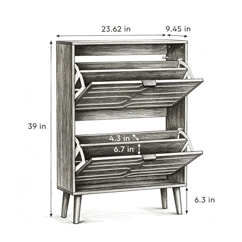 Armoire à chaussures Mid-Century, 23.62